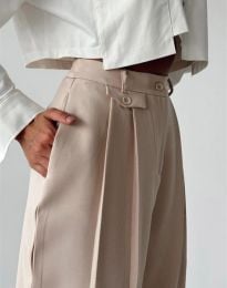 Атрактивен дамски панталон в цвят екрю - код 23877