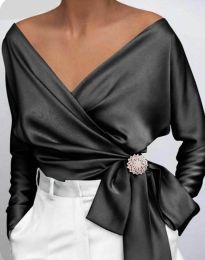 Официална дамска блуза в черно - код 36036