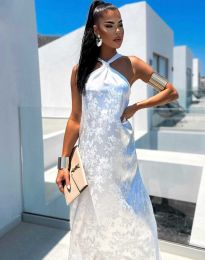 Атрактивна дамска рокля с голи рамене в бяло - код 91590