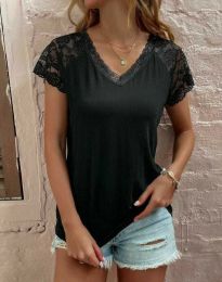 Атрактивна дамска блуза с дантела в черно - код 71017