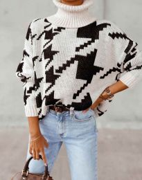 Атрактивен дамски пуловер в бяло - код 1019