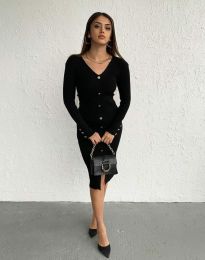 Дамска рокля в черно с копчета - код 12022