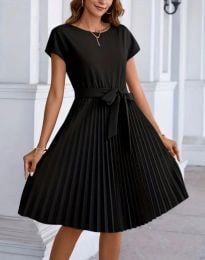Плисирана дамска рокля в черно - код 83002