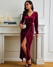 Атрактивна дамска рокля в цвят бордо - код 10050