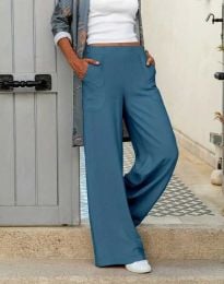 Дамски широк панталон в синьо - код 72106