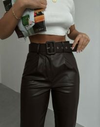 Атрактивен дамски панталон в тъмнокафяво - код 20058