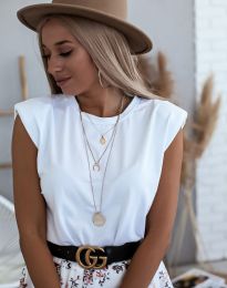 Дамска блуза без ръкав в бяло - код 56422
