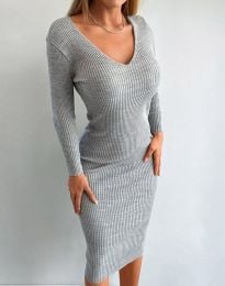 Стилна дамска рокля в сиво - код 021011