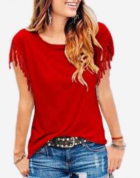 Ефектна дамска тениска в червено - код 43488