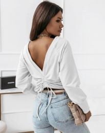 Дамска блуза с атрактивен гръб в бяло - код 5007