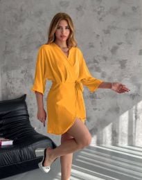 Атрактивна дамска рокля в цвят горчица - 32050
