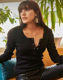 Атрактивна дамска блуза в черно - код 14022