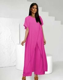 Атрактивен дамски комплект панталон и туника в цвят циклама - код 50683