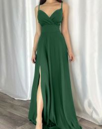 Екстравагантна дълга дамска рокля в зелено - код 582189