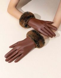 Дамски кожени ръкавици в кафяво - код GL2415