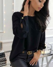 Дамска блуза с ефектен гръб в черно - код 64147
