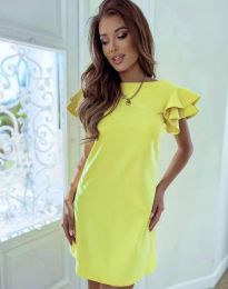Дамска рокля в жълто с къдрички - код 9703