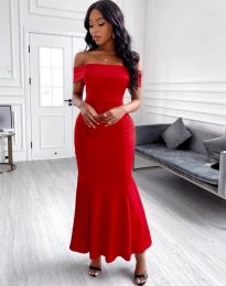 Стилна дамска рокля в червено - код 7290