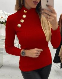 Дамска блуза с поло яка в червено - код 28811