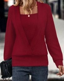 Ефектен дамски пуловер в цвят бордо - код 50085