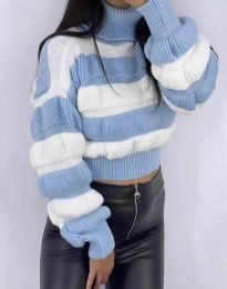 Дамски къс пуловер в синьо - код 9803