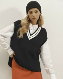 Атрактивен дамски пуловер в черно - код 72011