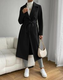 Ефектно дамско палто в черно - код 23399