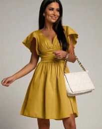 Кокетна дамска рокля в цвят горчица - код 0854