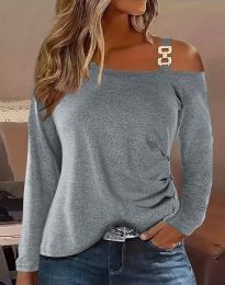 Атрактивна дамска блуза в сиво - код 97021