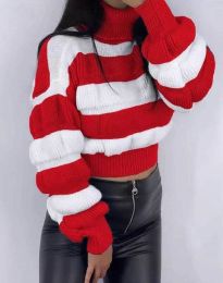 Дамски къс пуловер в червено - код 9803