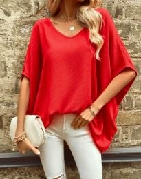 Широка дамска блуза в червено - код 55860