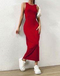 Дълга дамска рокля по тялото в червено - код 30660
