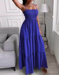 Дълга дамска рокля в синьо - код 6557
