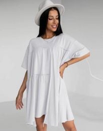Свободна дамска рокля в бяло - код 3290
