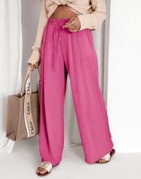 Широк дамски моден панталон в цвят циклама - код 32430