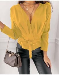 Атрактивна дамска блуза в жълто - код 5525