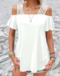 Атрактивна дамска блуза в бяло - код 66032