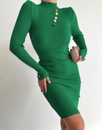 Атрактивна дамска рокля с копчета в зелено - код 02544
