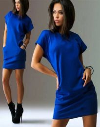 Къса дамска рокля в синьо - код 37810