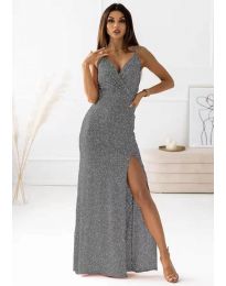 Елегантна дамска рокля в сиво - код 5484