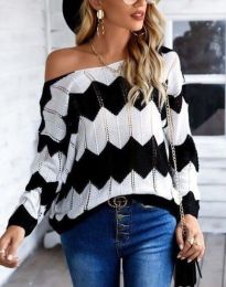 Атрактивен дамски пуловер в черно и бяло - код 71080