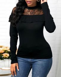 Ефектна дамска блуза в черно - код 1466