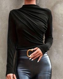 Ефектна дамска блуза в черно - код 61008