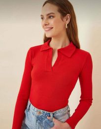 Дамска блуза в червено с яка - код 9283