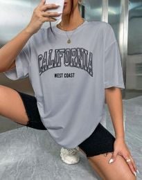 Дамска тениска с надпис "CALIFORNIA" в сиво - код 001201
