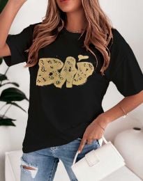 Дамска тениска с надпис "BAD" в черно - код 01101