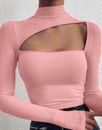 Дамска блуза с атрактивен дизайн в розово - код 115080