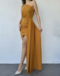 Атрактивна дамска рокля в цвят горчица - код 582185
