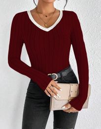 Атрактивна дамска блуза в цвят бордо - код 32655