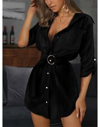 Дамска рокля тип риза в черно - код 25014
